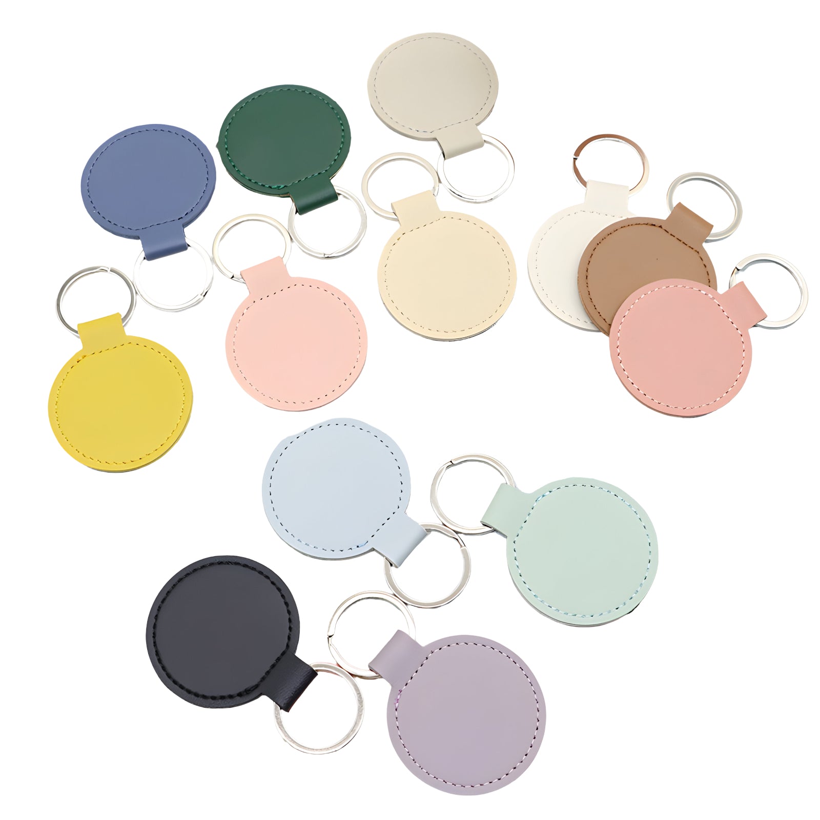 CKC05 Round PU Leather Keychain