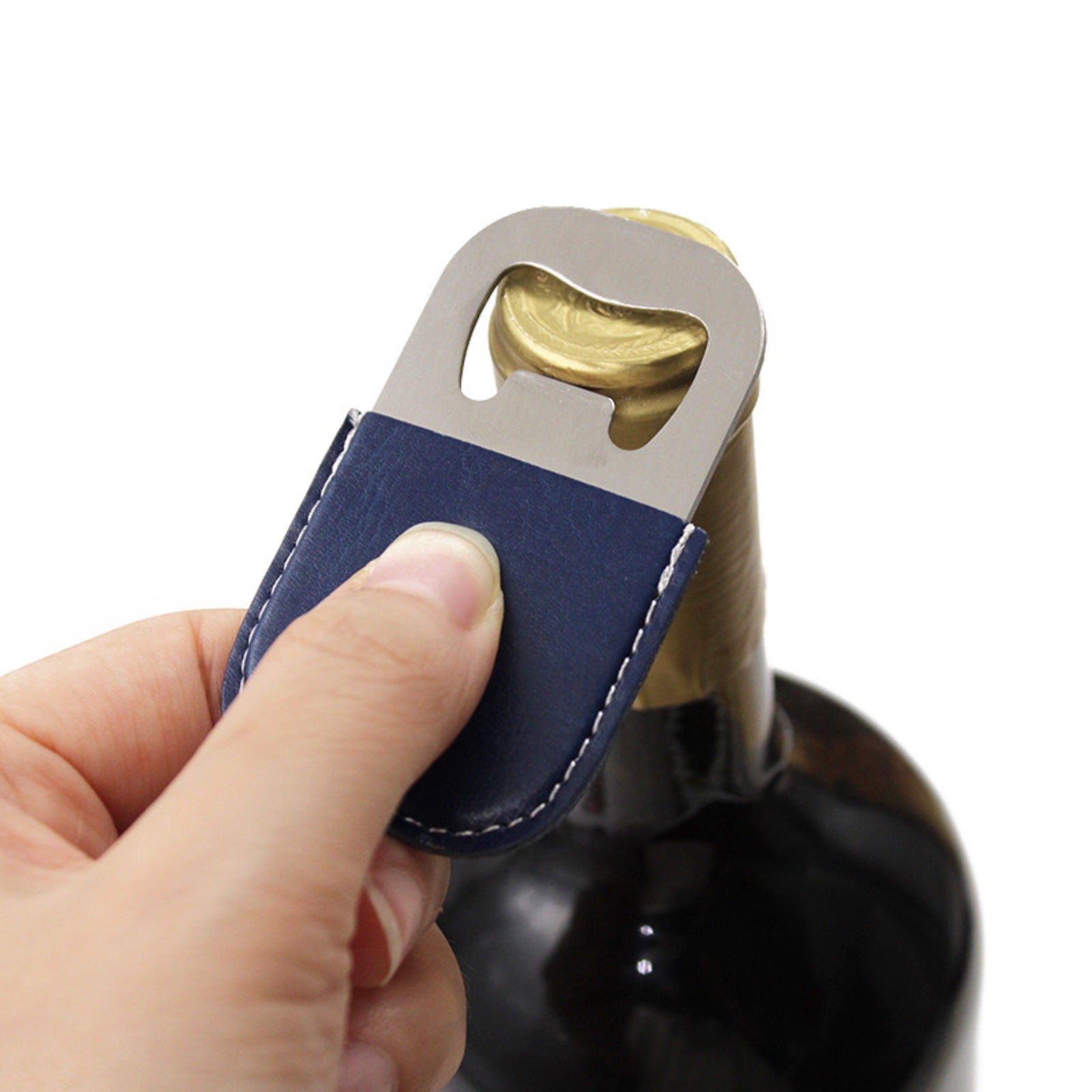 CKC10 Beer Opener Keychain with PU Leather Sleeve
